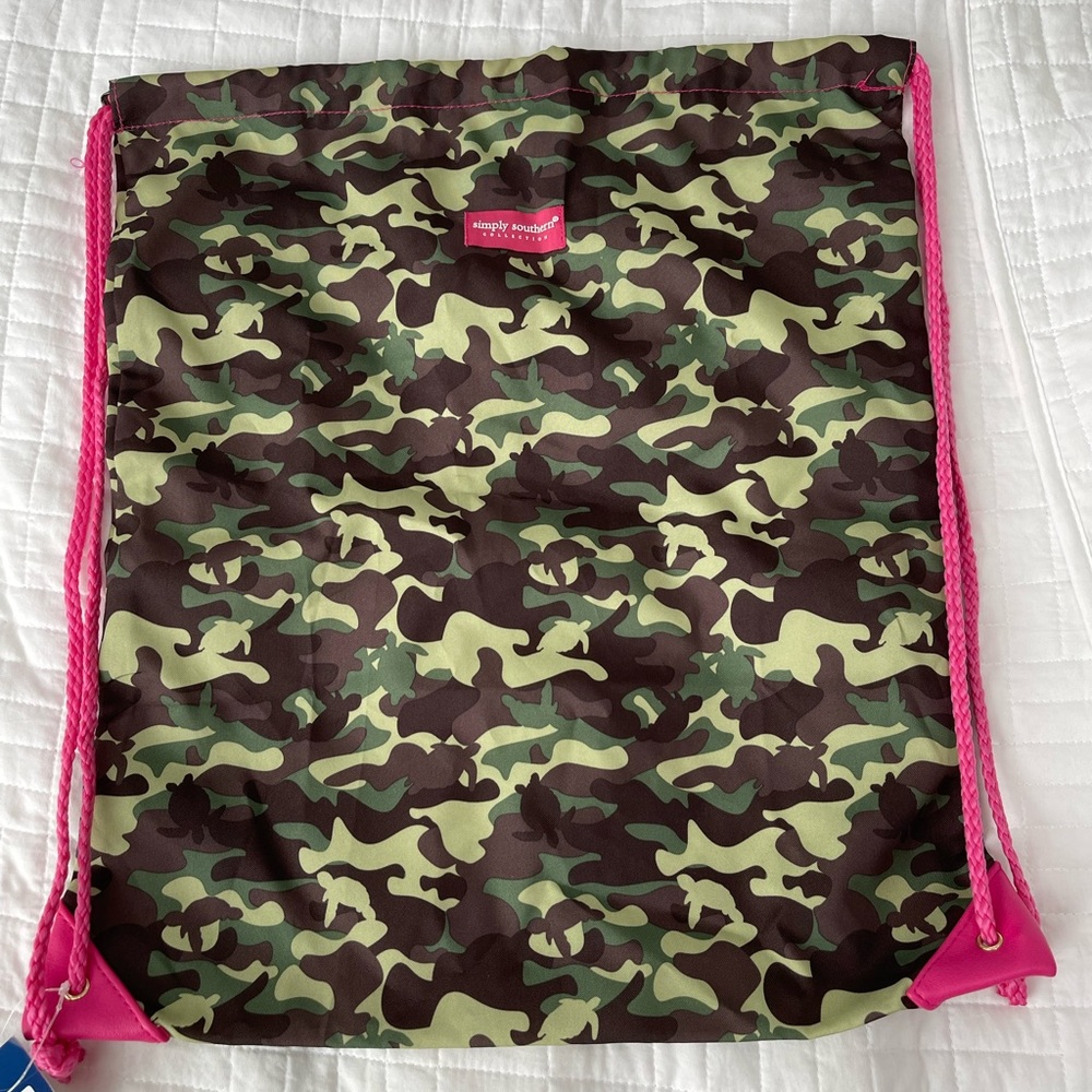 Turtle camo simply southern drawstring bag